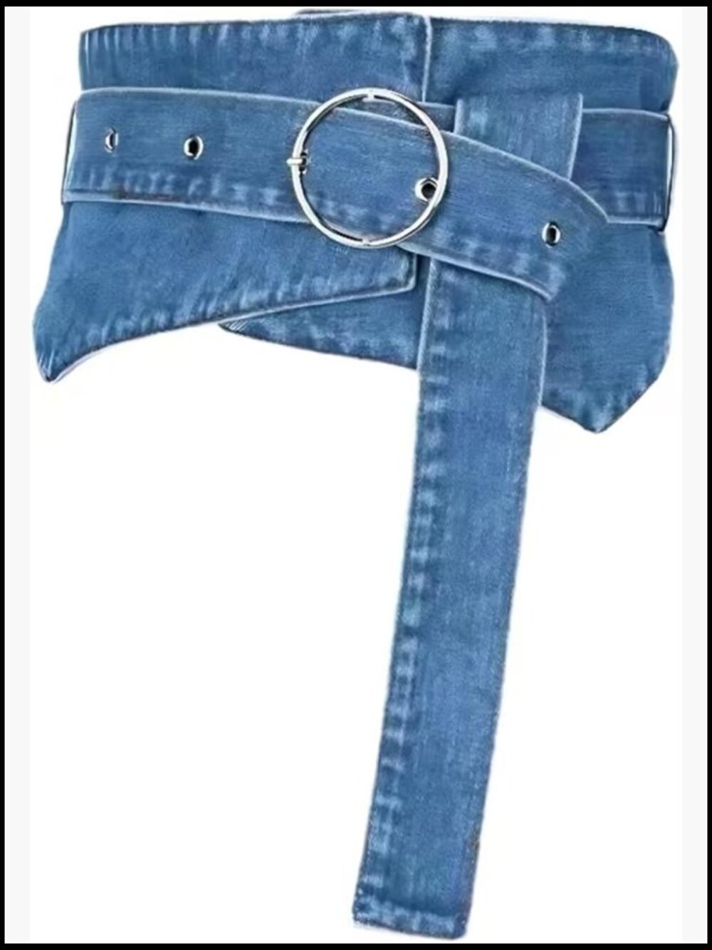 Wide Obi Wrap Belt Cinch Style Denim Fabric for Women